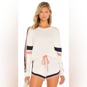 Revolve The Upside Boo Knit Shorts White Black Pink Trim Size XS